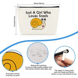 Funny Friends Gift Snails Lover Gifts for Women Girl Makeup Bag Animal Lover Gifts Snails Cosmetic Bag Christmas Graduation Birthday Gifts for Daughter Sister Friends Niece Travel Accessories Pouch