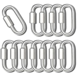 1.48" Chain Quick Links, 12Pcs 1/8" Heavy Duty Carabiner, 1750 LBS Capacity, High Strength Anti-Rust Chain Connector for Hammock Hanging, Camping, and Hiking (Silver)