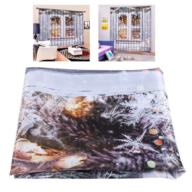 Waterproof Christmas Curtain Window Decorations Christmas Ornaments Home Living Room