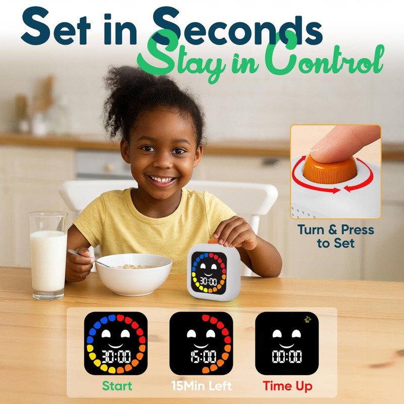 Digital Visual Timer for Kids - Rechargeable 99 Min Timer