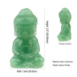 YWG Stone 2inches Pocket Stone Baby Buddha Crystal Statue Home Decoration Zen Garden Spiritual Feng Shui Figurine,Green Aventurine