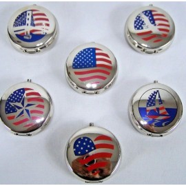 Ashtray Small Red White & Blue Pocket USA Patriotic Flip Top 6 Piece Flag