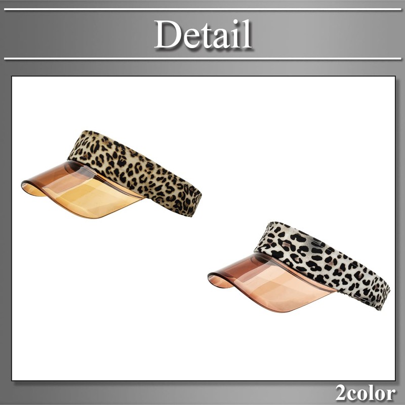 Buzz Selection CAP359 Women's Visor, Sun Visor, Hat, Leopard Pattern,