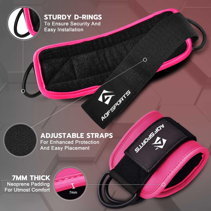 AQF Ankle Straps for Cable Machines Attachment - Neoprene Padded