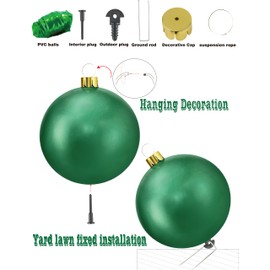 Inflatable Christmas Ornaments, 18" or 25" Oversized Outdoor Christmas Ball Ornaments, Holiday Yard Christmas Tree Decorations, Indoor and Outdoor Decoration Balls (25 inch, Gold)