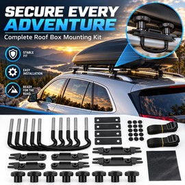 Universal Roof Box U-Bolt Mounting Kit for Car – 4 Metal Clamps with Hardware for Secure Roof Rack Box Installation
