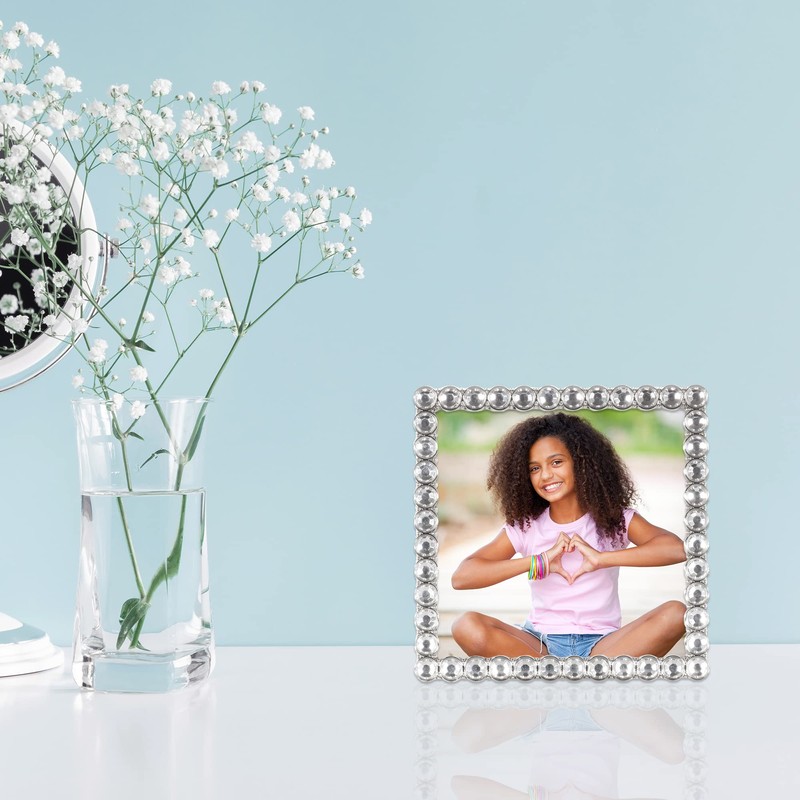 10 x 10 cm, silver metal frame - clear brilliance