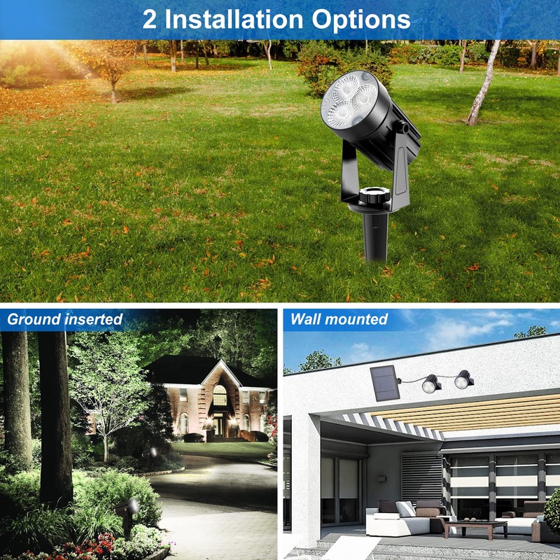 CREPOW Solar Spot Lights Outdoor, Solar Landscape Spotlights IP65 Waterproof