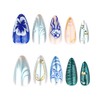 LBPEPAMZ 24Pcs Ocean Press on Nails Medium Almond Fake Nails