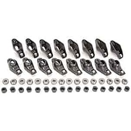 JEGS Stamped Steel Roller Tip Rocker Arm Set | For 1955-1986 Small Block Chevy Engines | Set Of 16 | 1.6 Ratio | For 3/8 “ Stud | Long Slot For Up To 0.550 “ Valve Lift