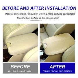 DEYTOP Center Console Cover for Honda Accord 2008-2012 Car Armrest Cover for Honda Accord 2008 2009 2011 Accessories Anti-Scratch Leather Armrest Protector (Beige, 2008-2012)