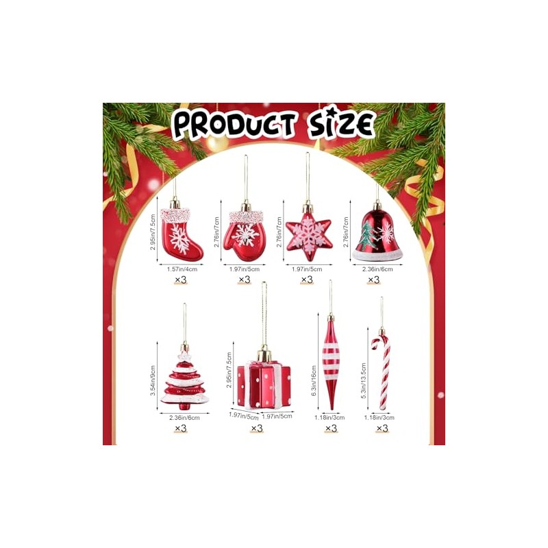 Leitee - Juego de 24 adornos de Navidad, decoraciones para