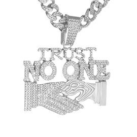 LCWLJL Hip-hop Cuban Chain, Rhinestone Pendant Necklace Jewelry For Men，Men's Fashion Jewelry，Women's Jewelry, Large, Acrylic, Diamond