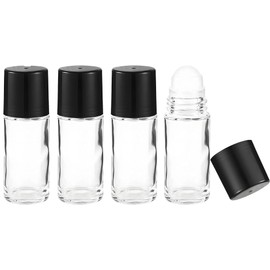 4 Pcs 30ML Clear Empty Glass Essential Oil Roller Bottles Vials Containers Refillable Roll-on Bottle,Refillable Cosmetic Containers Refillable,Roller Bottles,Tools and Accessories(3.94 x 1.22")