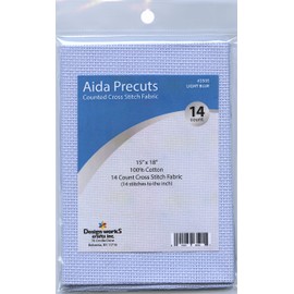 Design Works Crafts 14 Counted Cross Stitch-Light Pre-Cut Aida Fabric, Blue,Gold,3505