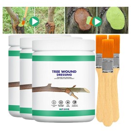 Tree Wound Sealer, Tree Pruning Sealer, Tree Grafting Supplies, Tree Wound Sealer Healing Paste, Bonsai Cut Paste, Pruning Sealer And Tree Wound Dressing for Trees, Shrubs, Roses (3Pcs*100g +3*Brush)