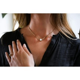 Windalf Ainy Medieval Necklace 40-45 cm Celtic Knot Gothic Design with Mother of Pearl Elegant Bronze, Fabric, Mother of Pearl