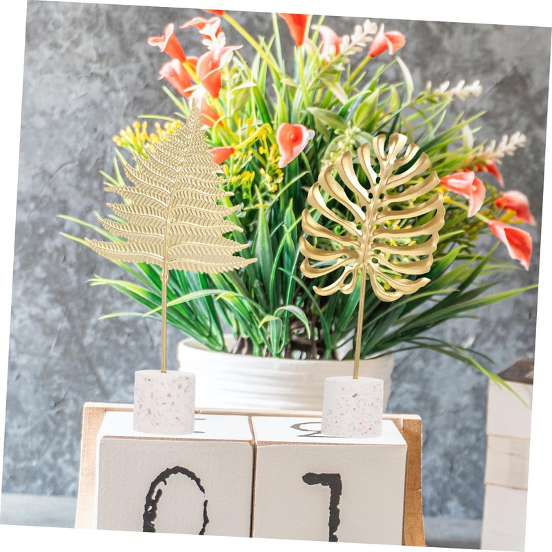 FUNOMOCYA 2pcs Gold Iron Leaf Decor Tabletop Metal Leaf Ornaments