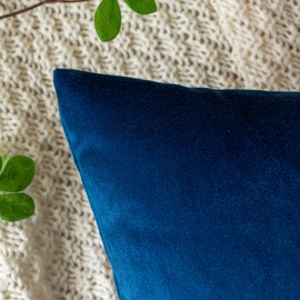 EMEMA Velvet Cushion Covers Navy Decorative Throw Pillow Case 16x16 Inch 40x40 cm Pillow Covers for Livingroom Sofa Bedroom Pack of 2