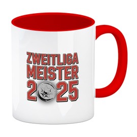 Köln Zweitliga Meister 2025 Kaffeebecher in rot mit Meisterschale der 2. Liga Aufsteiger 2. Liga Aufsteiger Tasse - lustiges Fangeschenk