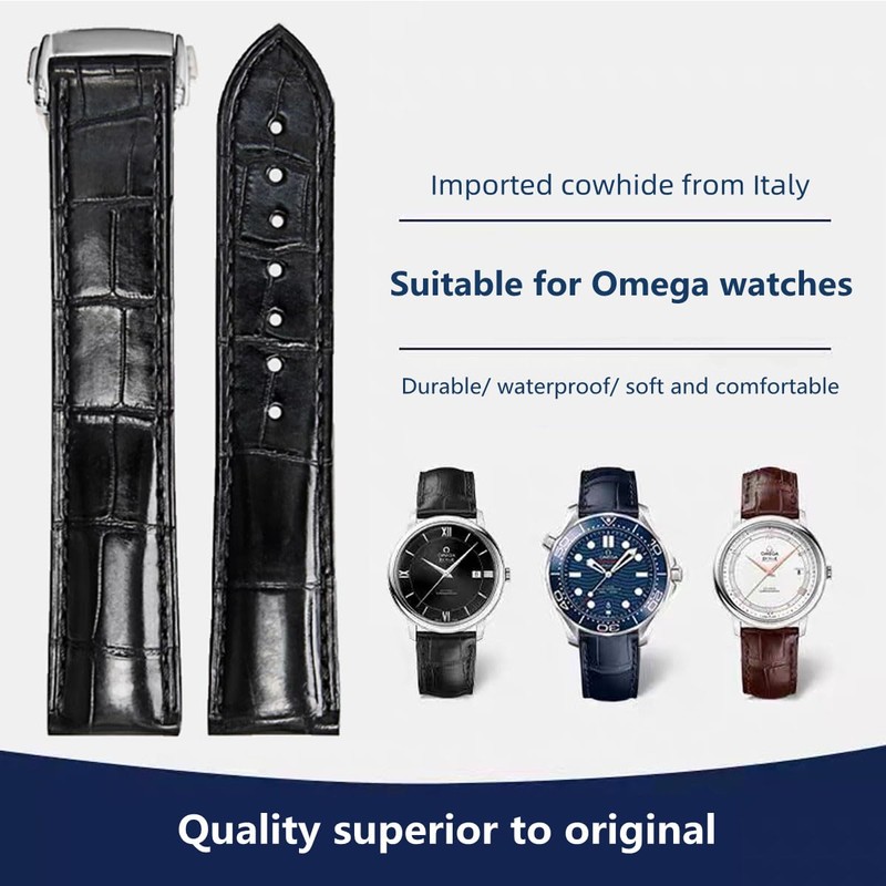 FOUUA Watch Strap for Omega Watch Straps Leather 19 mm