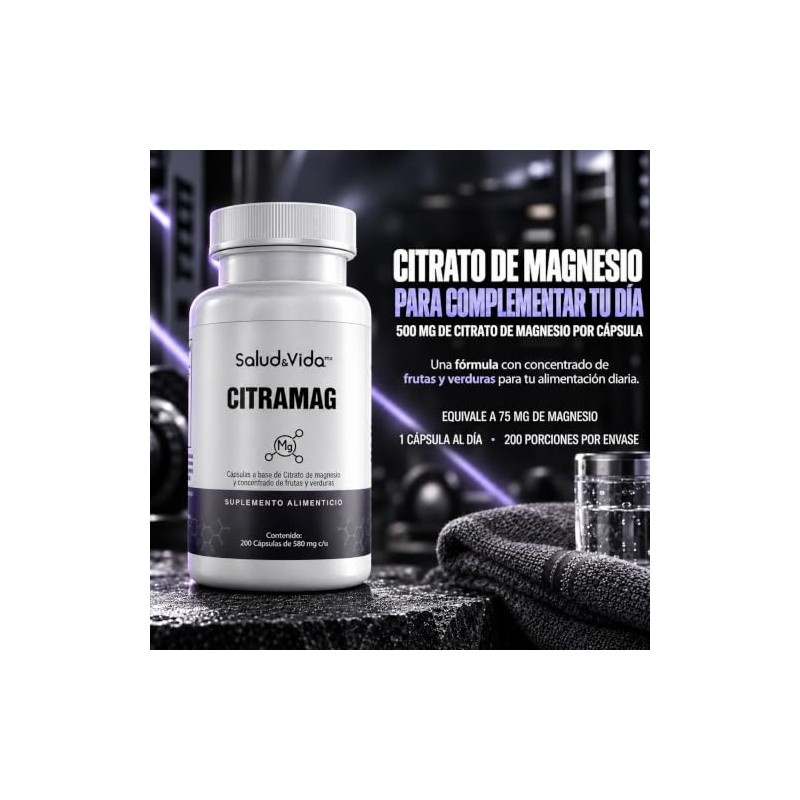 Citrato de Magnesio 500mg | Uno al día | 200