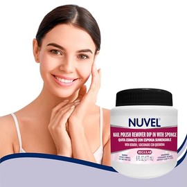 Quitaesmalte Nuvel con Esponja DIP-IN 177ml | Remueve Esmaltes de Uñas Sin Algodón | Práctico, Rápido y Sin Derrames.