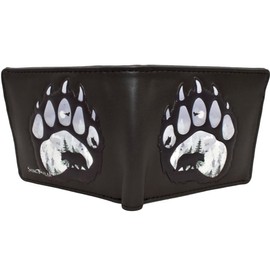 Shag Wear Bear Paw Animal Wallet for Men and Teen Boys Vegan Faux Leather 4" Black