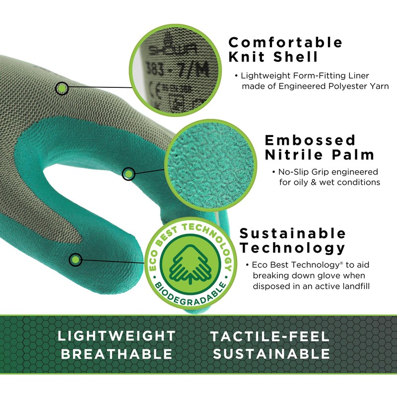 SHOWA 383 Sustainable EBT Nitrile Palm Coated General Purpose Work