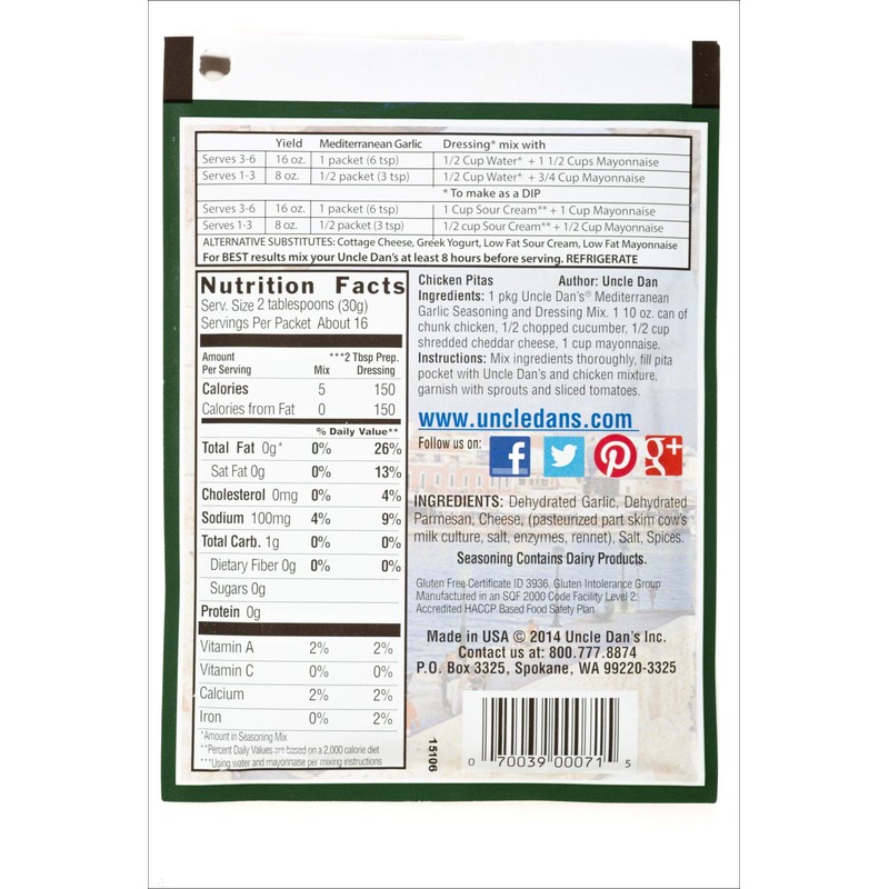 Uncle Dan's Mediterranean Garlic | Singles Packet – 1oz (Pack
