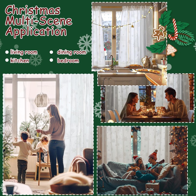 BGment Christmas Sheer Curtains 63 Inches Long 2 Panels Set,