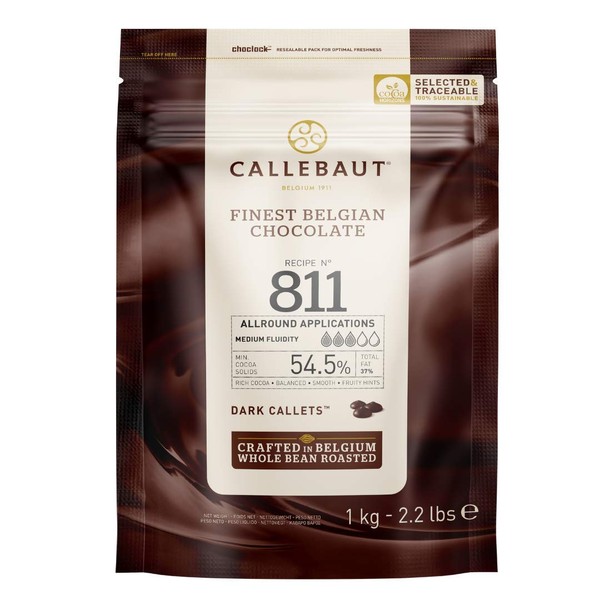 Callebaut No 811 Finest Belgian Dark Chocolate Callets Couverture 54.5% - 1Kg