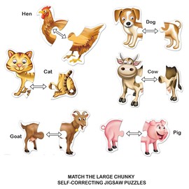 Toykraft: My First Puzzle - Dinosaurs - 6 Chunky Self-Correcting Matching Puzzles for Toddlers & Preschoolers Farm