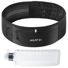 AGPTEK - Cinturón de correr para teléfono con botella de agua, paquete de cintura de hidratación sin rebote para mujeres y hombres, cinturón transpira