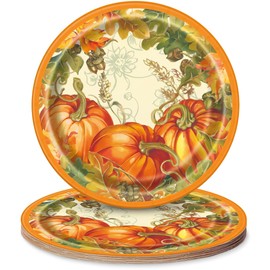 Unique Platos de postre redondos de calabaza de Acción de Gracias, 7 pulgadas, 8 unidades
