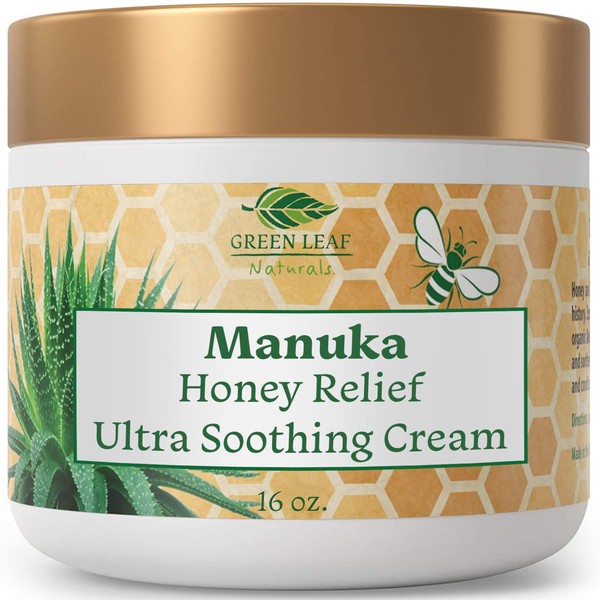 Manuka Honey Moisturizing Cream (16oz) Moisturizing Lotion Treatment For Psoriasis Relief - Itchy, Dry Skin Rash Healing Ointment - Skin Soothing Moisturizer For Kids, Adults, Baby Ultra Strength Honey Creme For Eczema