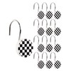 Yalikop 12 Pack Black and White Checkered Shower Curtain Hooks