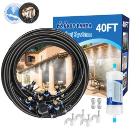 Outdoor Misters for Patio Cooling,Outside Water mister w Filter, 40Ft|12M. Backyard Misting Hose for Garden, Greenhouse, Fan, Deck, Umbrella, Canopy, Pool, Porch, Trampoline Mist,BBQ Party Accessories