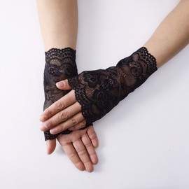 Summer Stretch Lace Driving Arm Sleeves - Sun Protection & Anti-Slip Gloves Women's Full Finger White 10ea