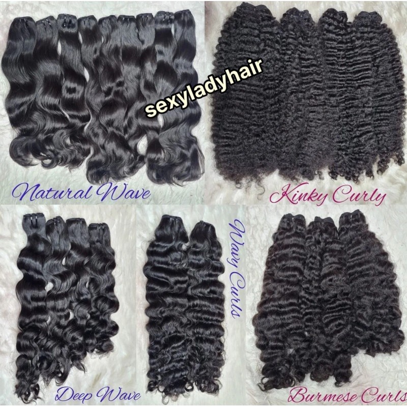 US Stock Burmese Curly Raw Hair Unprocessed Indian Curly Wavy