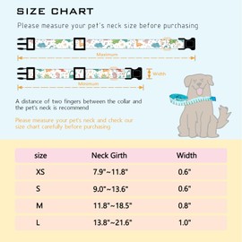 Faygarsle White Dinosaurs Print Cotton Dog Collar for Small, Medium, Large Boys Girls Dogs L