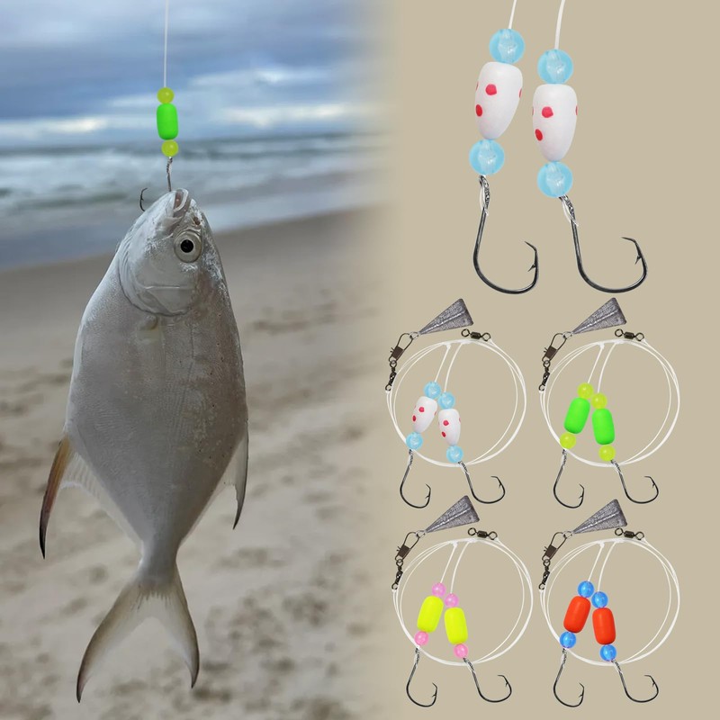 CWSDXM Pompano Rigs for Surf Fishing Saltwater Floats Catfishing Pompano