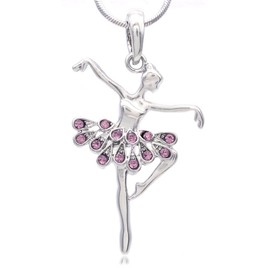 SoulBreezeCollection Dancing Ballerina Dancer Ballet Dance Pendant Necklace Charm (Lavender)