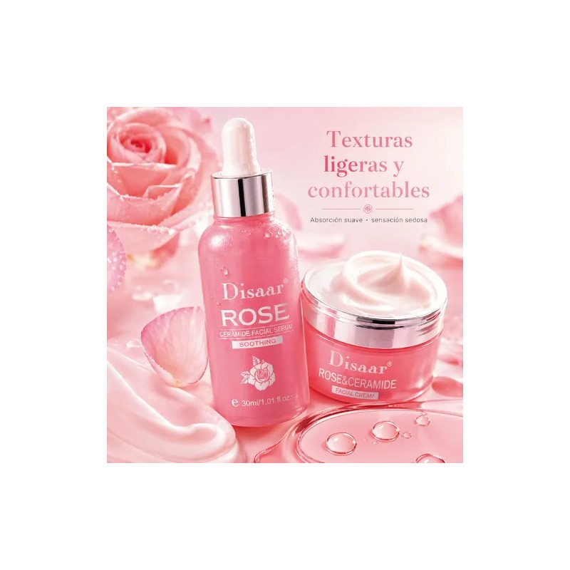 Crema Extracto Rosas. Ceramidas, Arrugas, Hidratante, 5 Pzs
