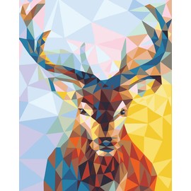 Awesocrafts Painting by Numbers Crystal Diamond Mosaic Deer Head Deer Animals 40 x 50 cm DIY Oil Painting for Adults Children (without Frame)