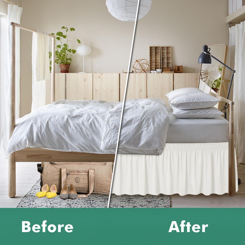 Biscaynebay Wrap Around Bed Skirts with Split Corners for Full