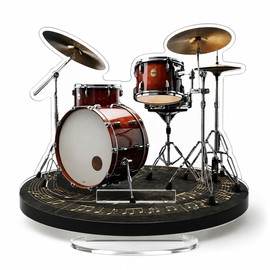 Miniature Drum Set, 2D Flat Acrylic Stand, 0.1 inch (3 mm) Thick, Musical Instrument Model, Figurine, Music, Gift, Interior Decoration, Art Panel, Tabletop, Indoor, Car, Decoration, Stylish, Keepsake