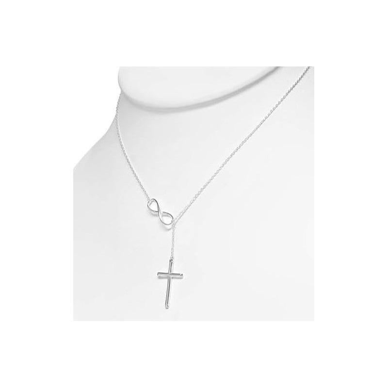 Classic Religious Infinity Cross Pendant Necklace with Silver