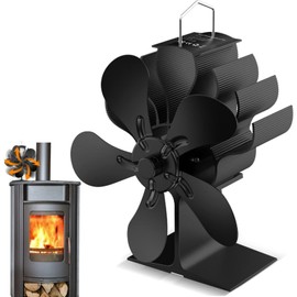 Fireplace Fans,5 Blades Heat Powered Stove Fan, Wood Stove Fans for Stoves & Fireplaces Silent Heat Powered Fireplace Fan,No Electricity Required for Wood/Log Burner (Stand)