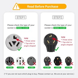 M1A2 Dryer Extension Cord 3 Prong 30 Amp NEMA 10-30P to 10-30R,10 FT Level 2 EV Charging 125V/250V Plug STW 10 Gauge UL Listed